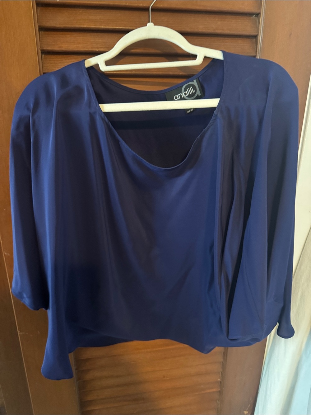 Andillii Women's Navy Satin Blouse